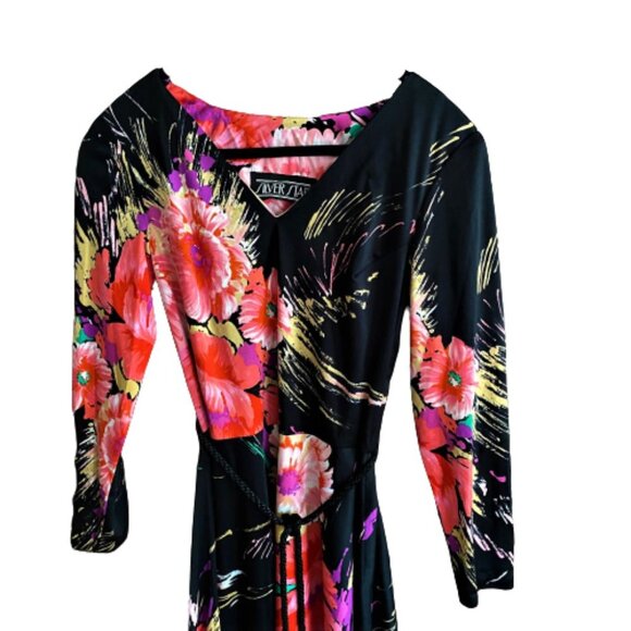 Vintage 70s  A line maxi floral dress wi rope belt - Picture 14 of 15